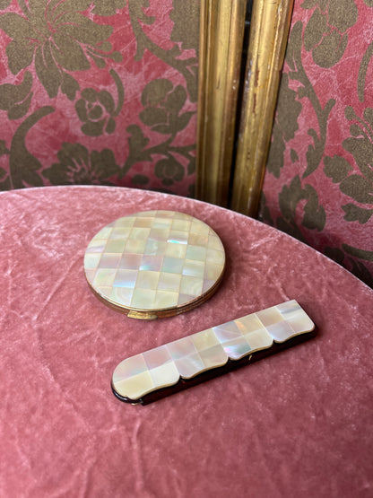 Mother of Pearl Stratton Compact and Comb