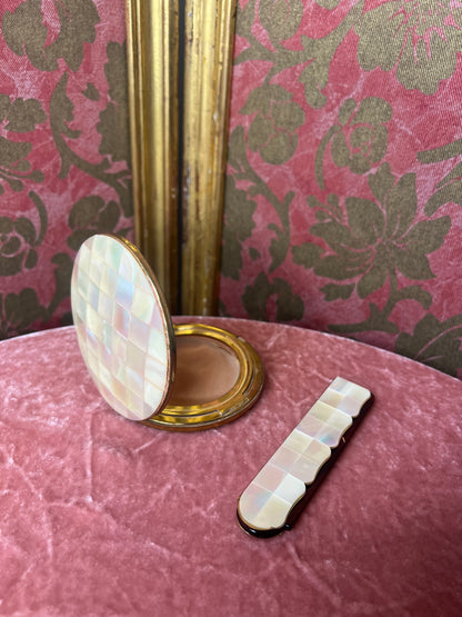 Mother of Pearl Stratton Compact and Comb