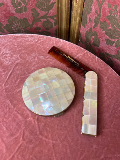 Mother of Pearl Stratton Compact and Comb