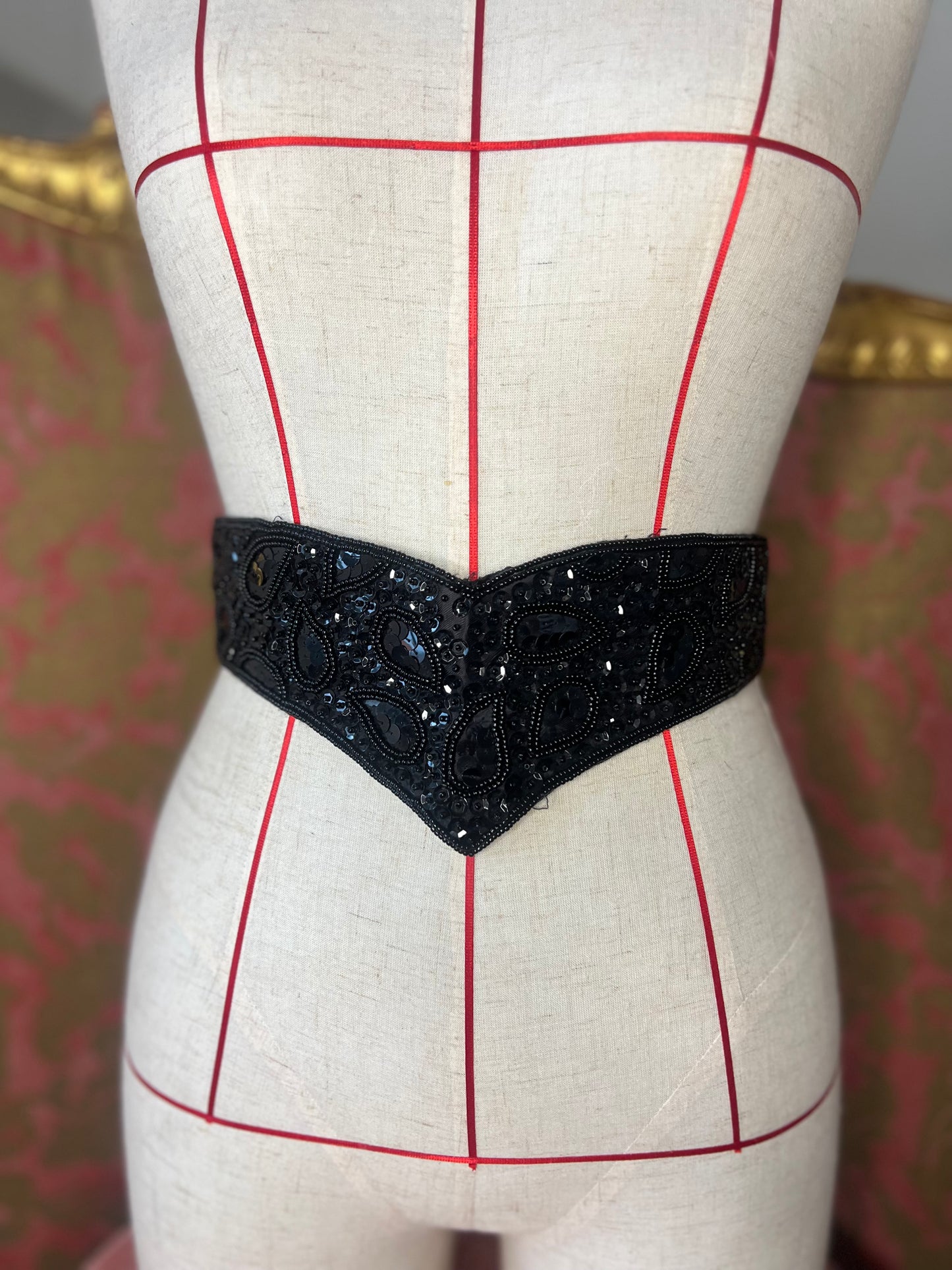 Beautiful Vintage Black Sequin Belt