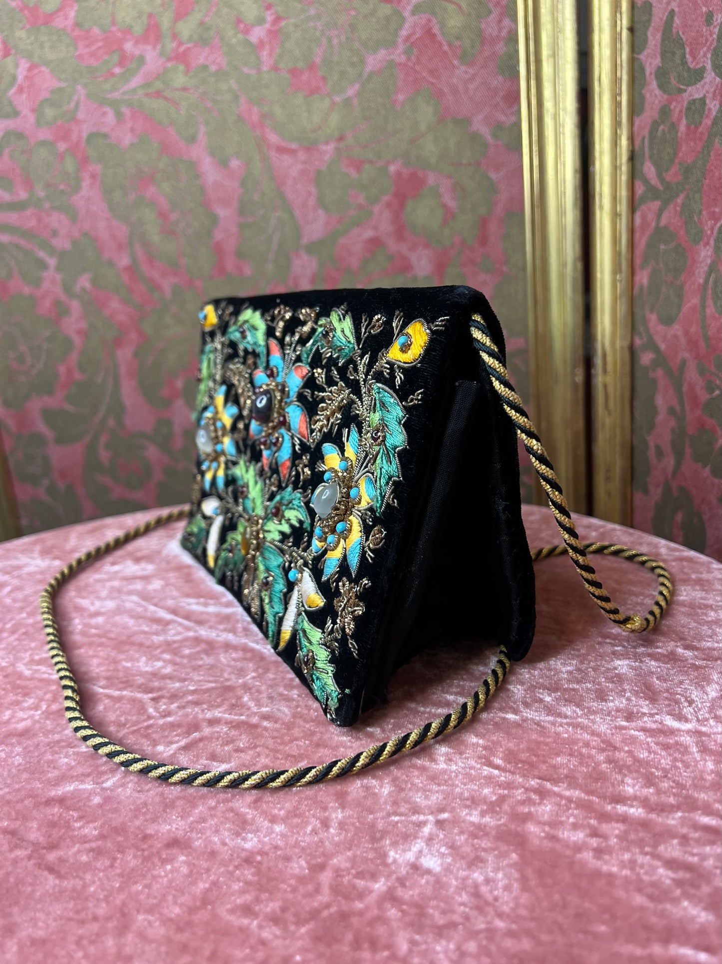 Incredible 1950s Velvet Embroidered Shoulder Bag