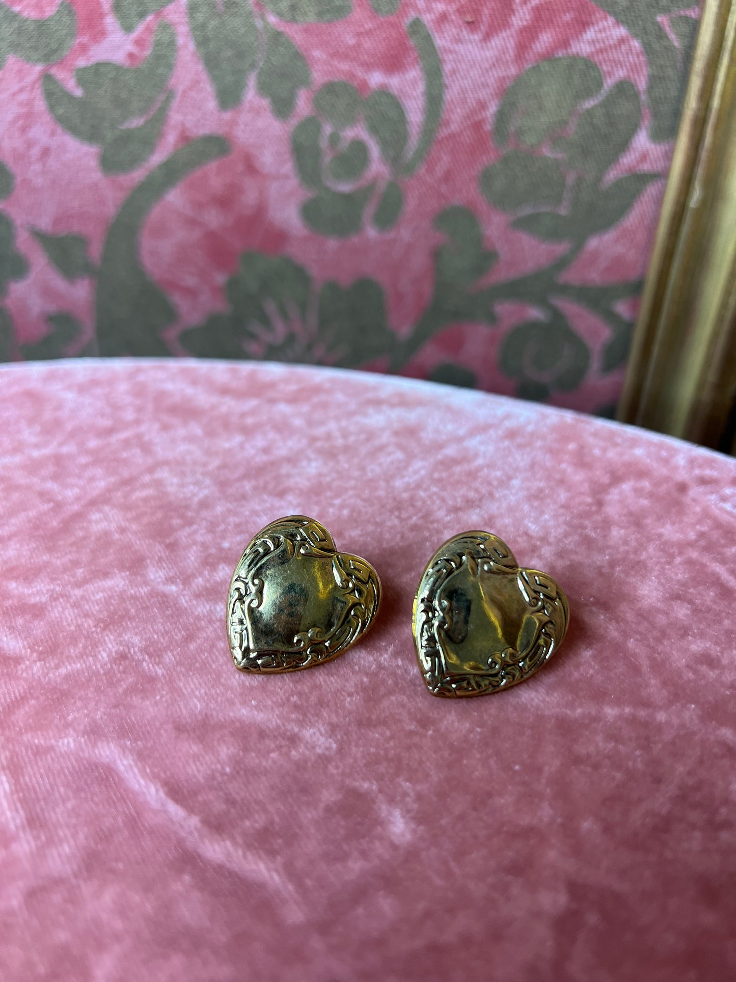 Heart Shape Gold Plated Vintage Stud Earrings