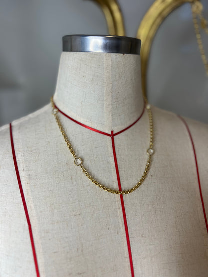 Vintage 20" Gold Plated Crystal Necklace