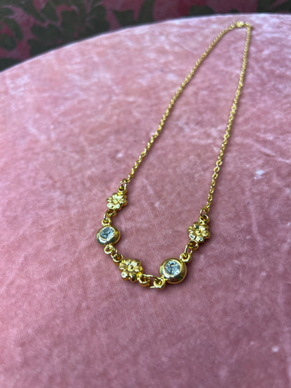 Gold Plated Vintage Flower Necklace