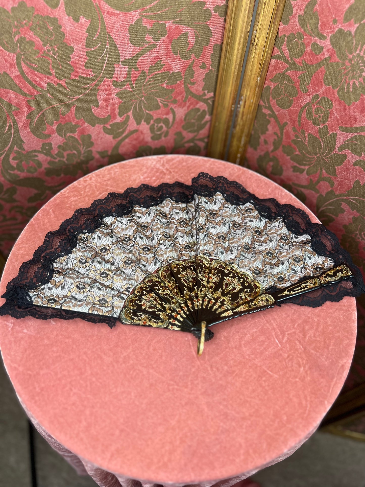 Black & Gold Lace Vintage Fan