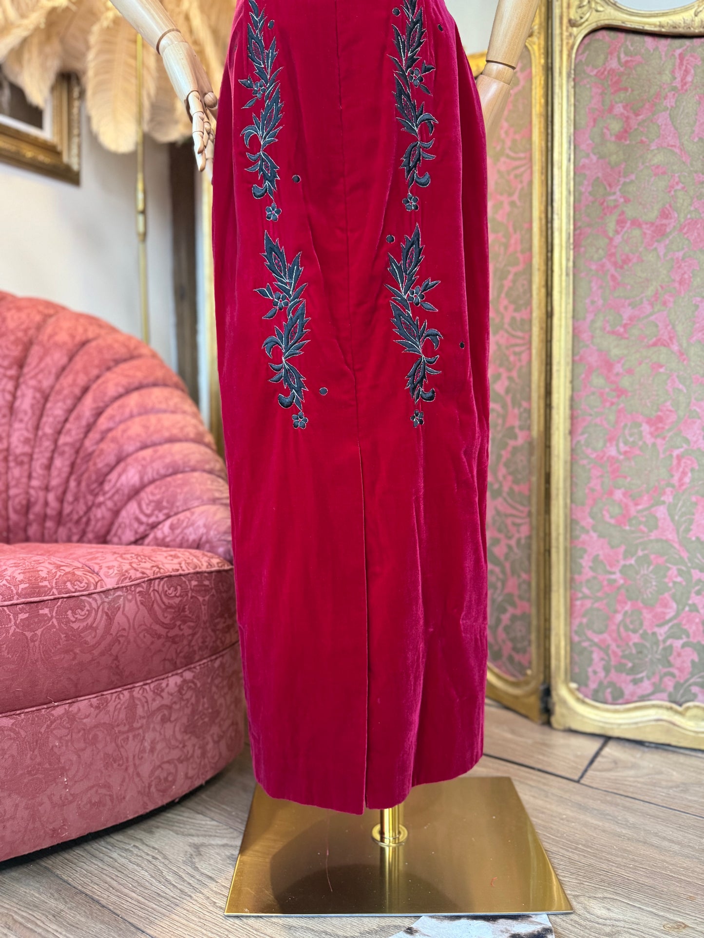Fabulous Red Vintage Velvet Evening Gown