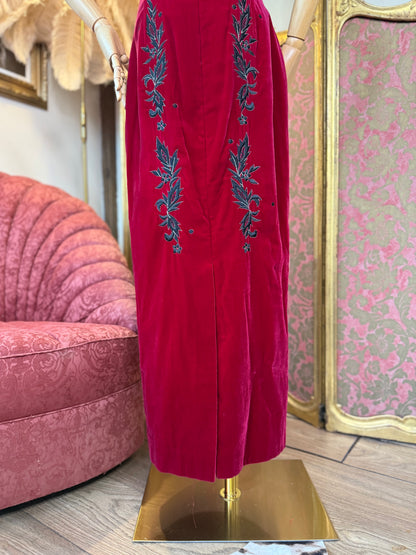 Fabulous Red Vintage Velvet Evening Gown