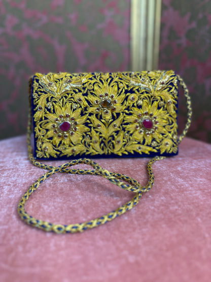 1950's Style Zardozi Velvet Evening Bag