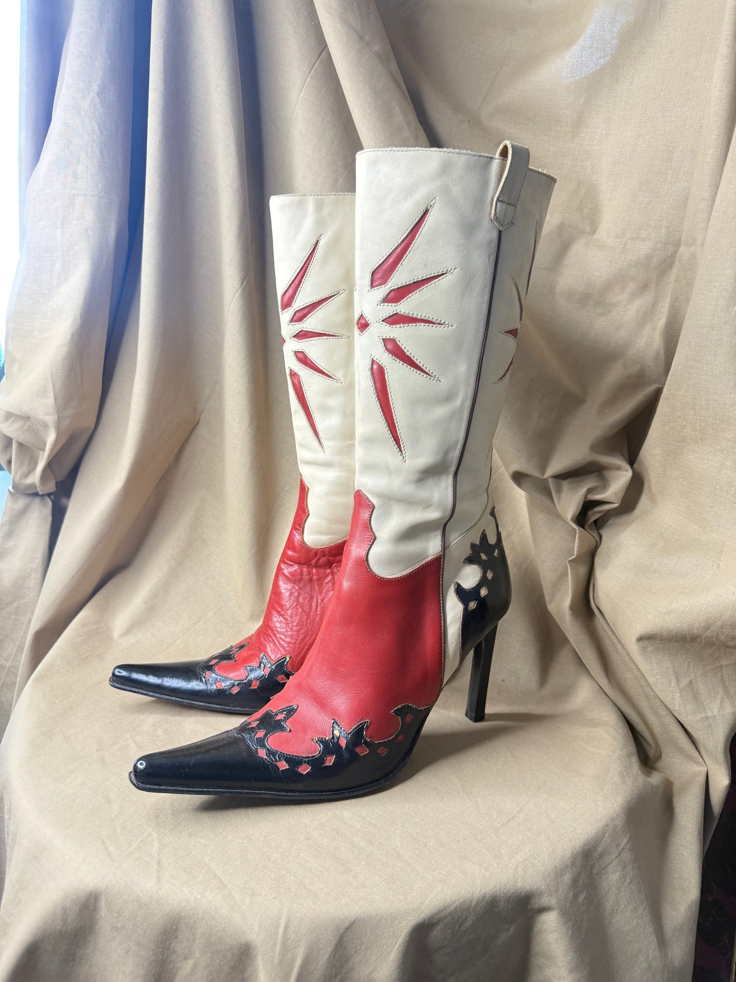 Incredible Italian Leather Stiletto Cowboy Boots