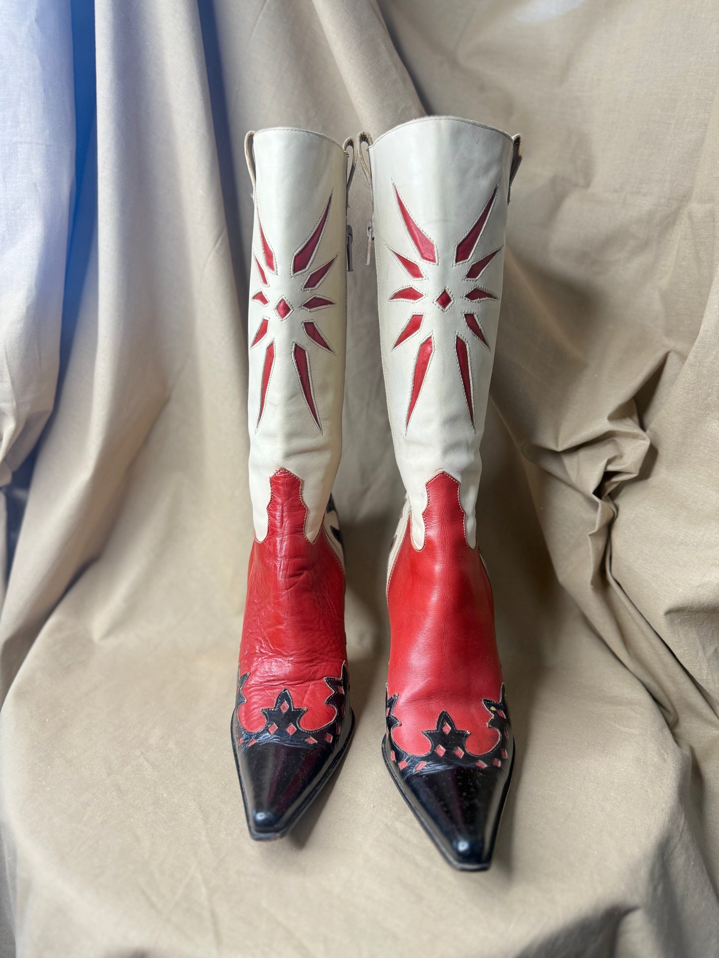 Incredible Italian Leather Stiletto Cowboy Boots