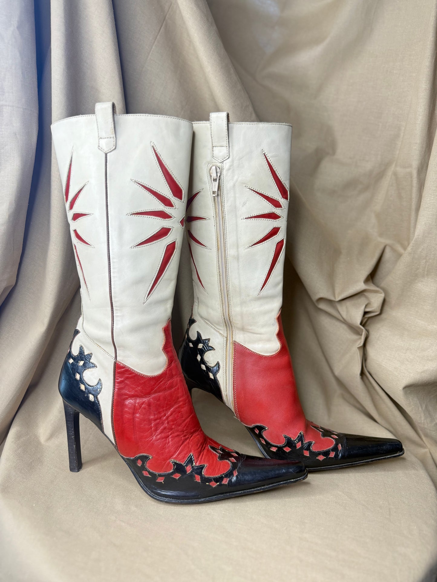 Incredible Italian Leather Stiletto Cowboy Boots