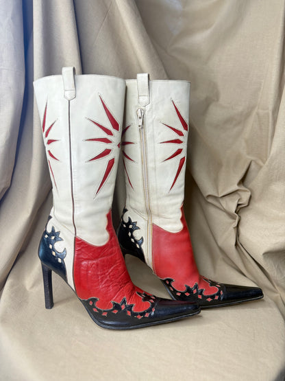 Incredible Italian Leather Stiletto Cowboy Boots