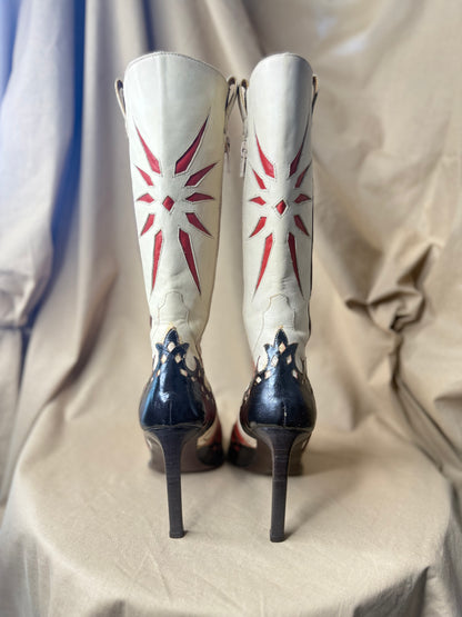 Incredible Italian Leather Stiletto Cowboy Boots