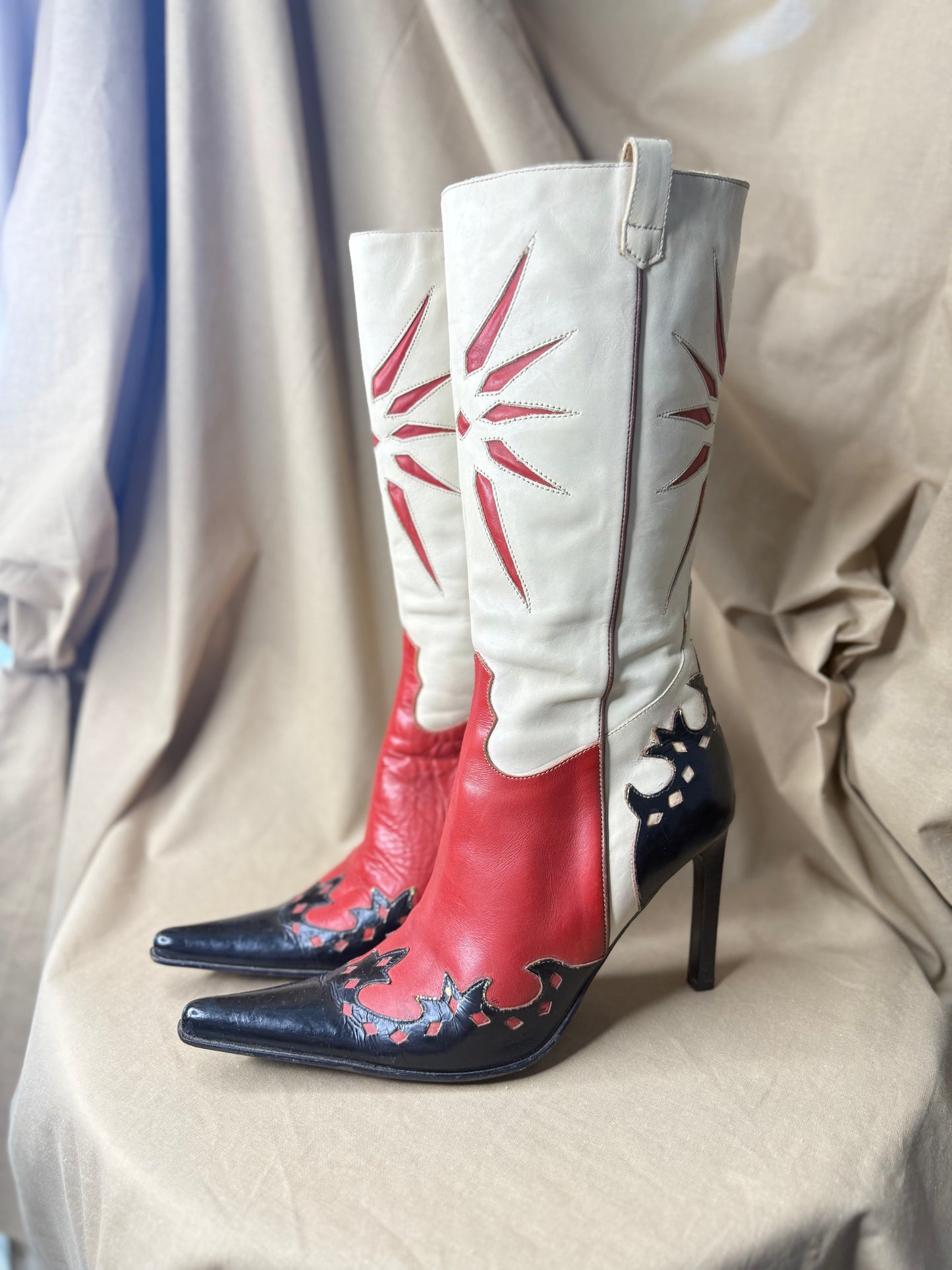 Incredible Italian Leather Stiletto Cowboy Boots