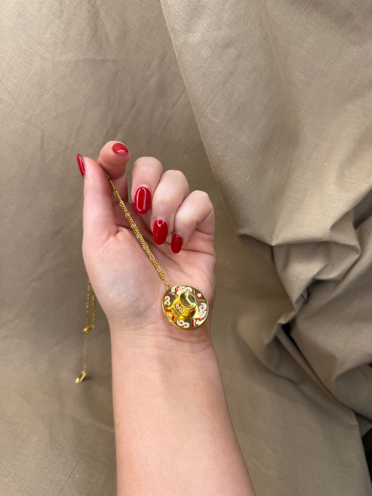 Tarnish-free Gold Cowboy Hat Necklace