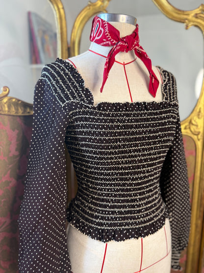 1970s Square Neck Peasant Blouse