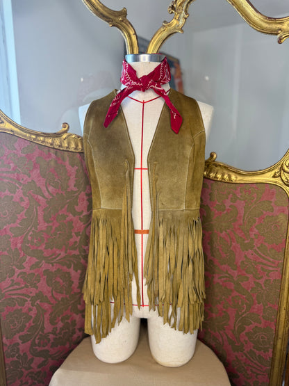 1970's Suede Leather Fringe Waistcoat