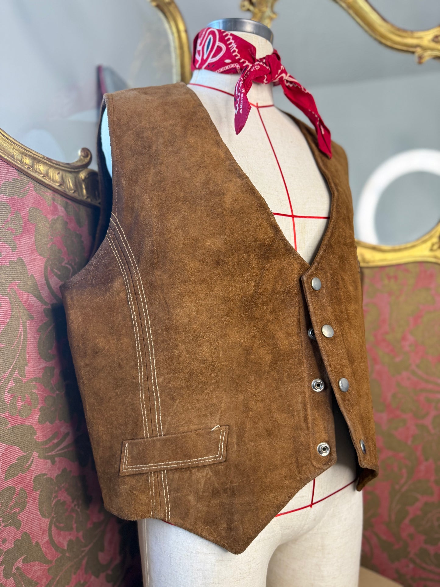 Plus Size Suede Vintage Waistcoat