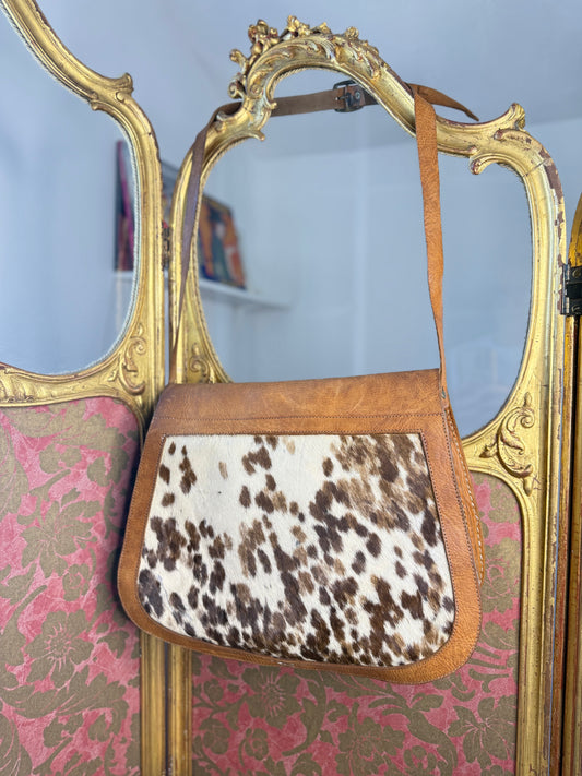 Leather Cowhide Saddle Bag