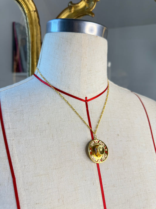 Tarnish-free Gold Cowboy Hat Necklace