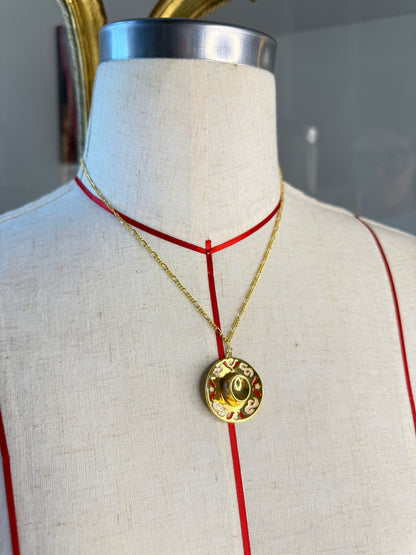 Tarnish-free Gold Cowboy Hat Necklace