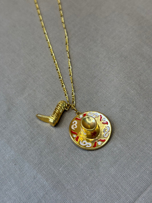Tarnish-free Gold Cowboy Charm Necklace